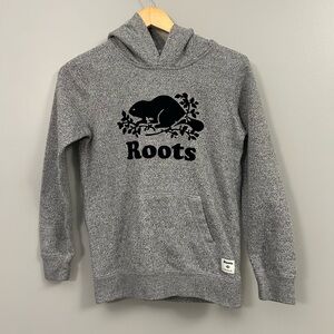 Roots Kids Gray Hoodie with Beaver XL 11-12 Year Heather Grey